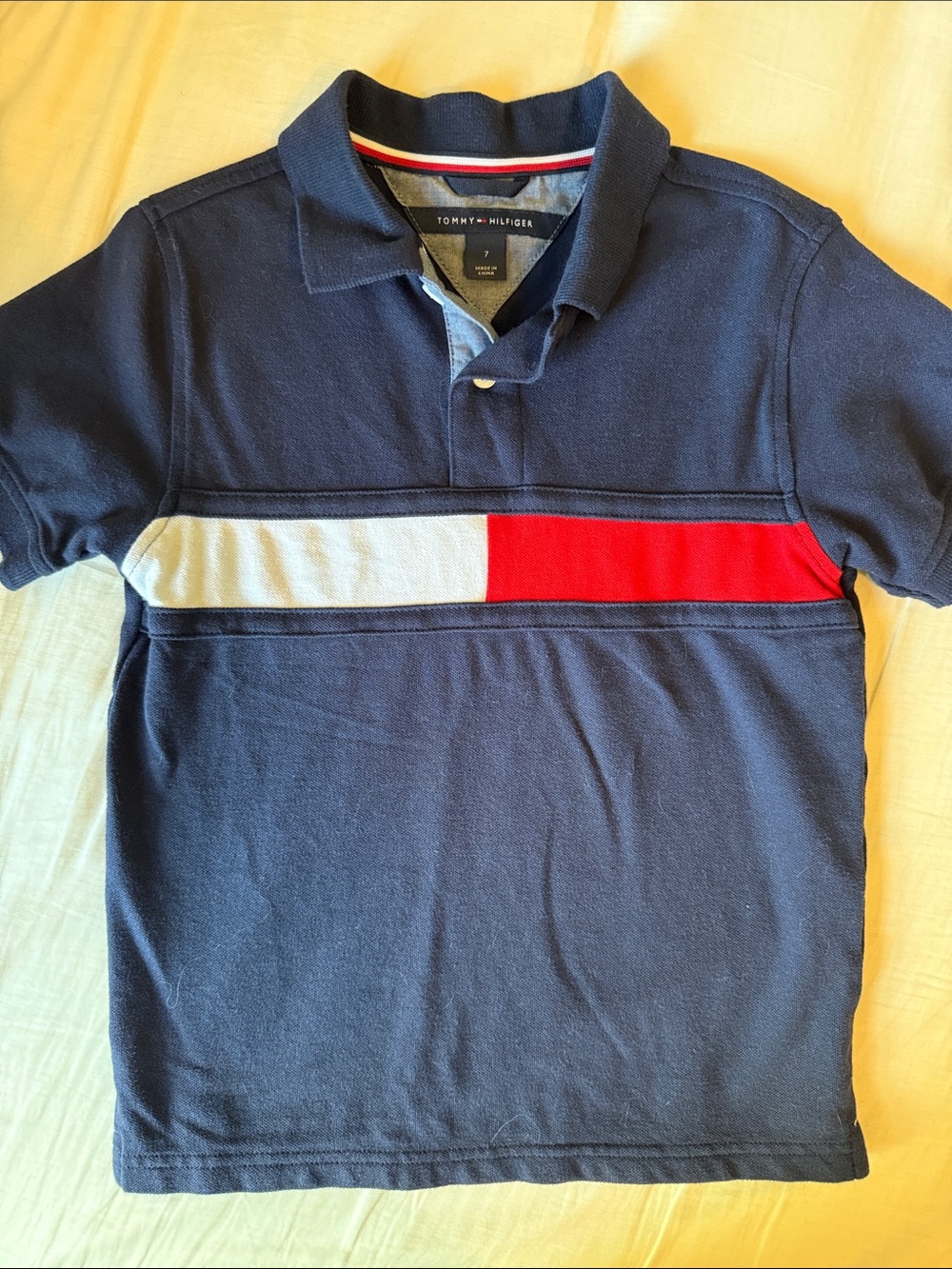 Tommy Hilfiger Boys Polo with Red & White Chest Stripe
